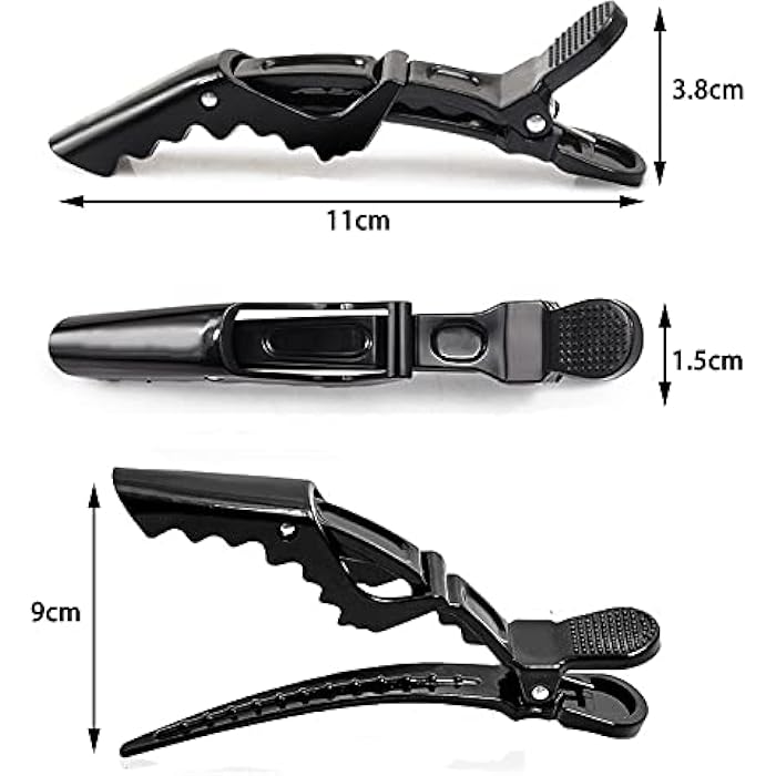 Wendergo 6 Peices Crocodile Hair Sectioning Clips Hairdressing Clips Professional Styling Hair Barrette Plastic Hair Clips for Women and Girls Salon Home Use (Black) - Image 2